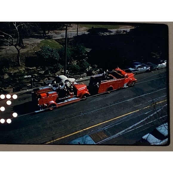 Vtg 60's Australia Fire Brigade Fire Trucks Kodachrome Kodak  Slide Lot of 2 - Picture 2 of 6